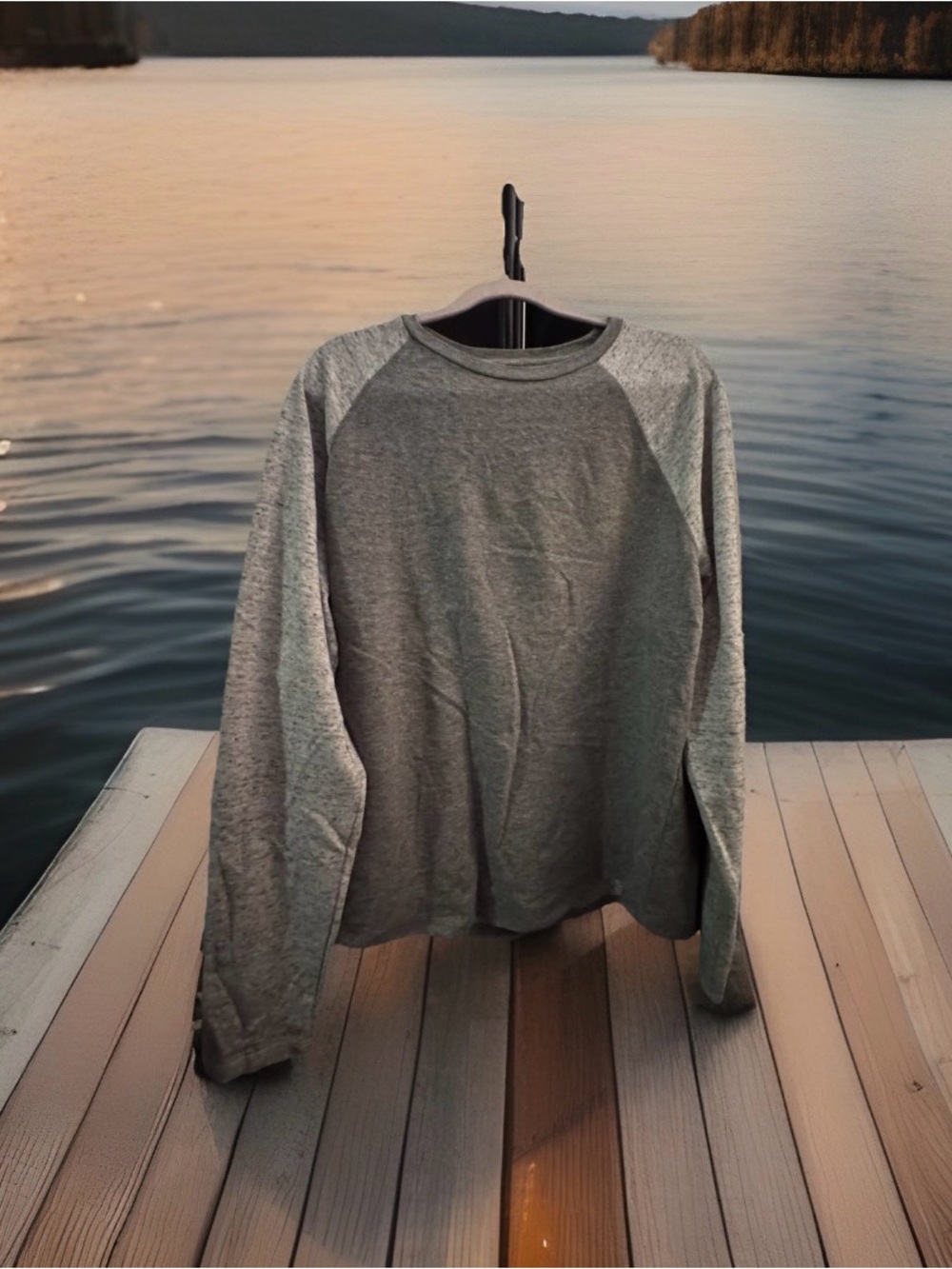 Lucky Brand Duo fold baseball crew neck two tone gray color long sleeve size L
